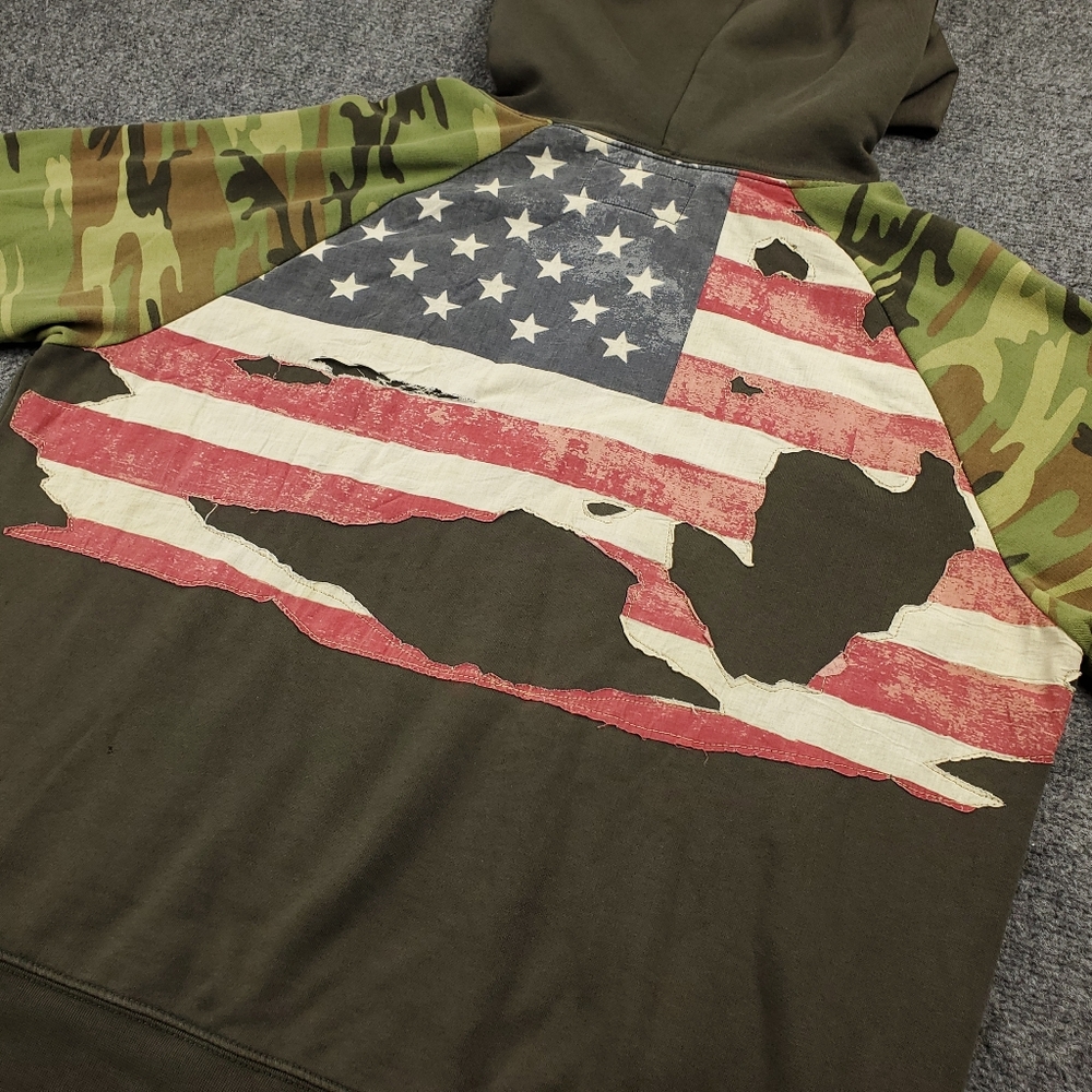 Denim & Supply Ralph Lauren Hoodie XL Camo Sweatshirt American Flag Y2K Grunge - Picture 5 of 8